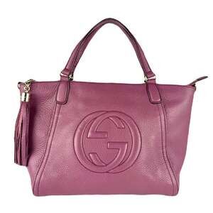 GUCCI Authentic Purple Leather Shoulder Bag